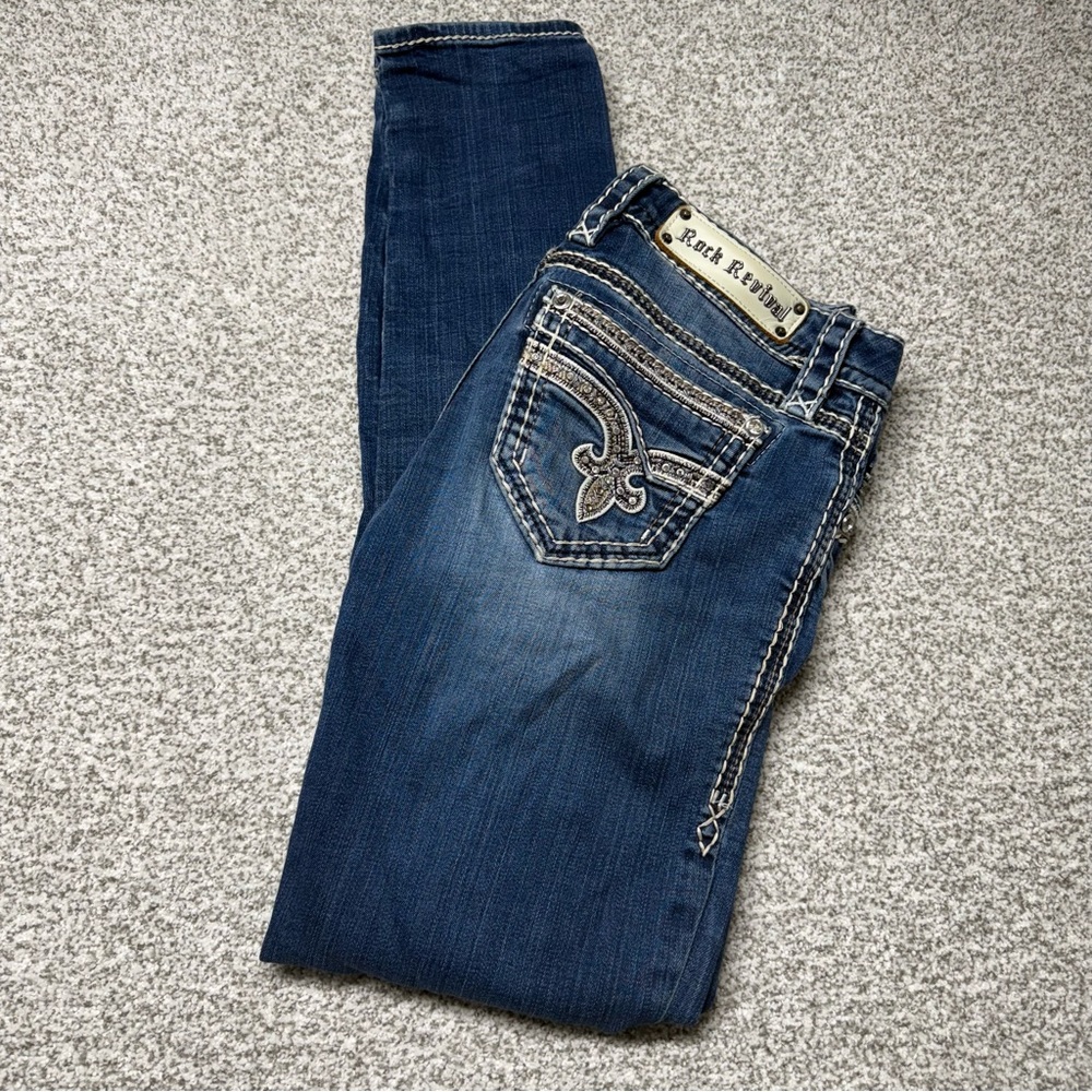 Women’s Rock Revival Kerry Easy‎ Skinny Dazzle Blue Medium Wash Jeans Size 25x30